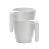 Camping Melamin Tassen - 2 Stück stapelbar jeweils 300ml - Soft Weiss Trinkbecher Kaffeetasse Kaffeebecher Tasse - Henkeltasse Wohnwagen Wohnmobil Geschirr